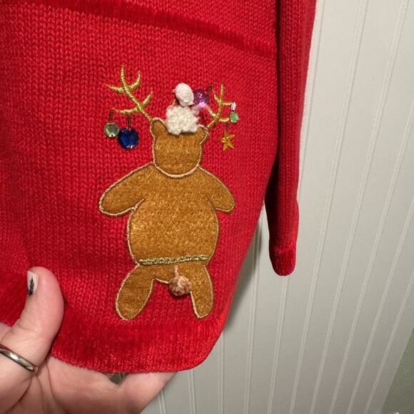 Quacker Factory Red Reindeer Christmas Cardigan Sweater Plus Size 1X - Picture 6 of 6